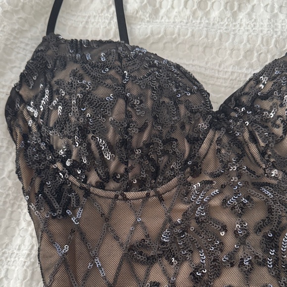 Lulu's Black Sequin Lace Dress - Picture 6 of 6